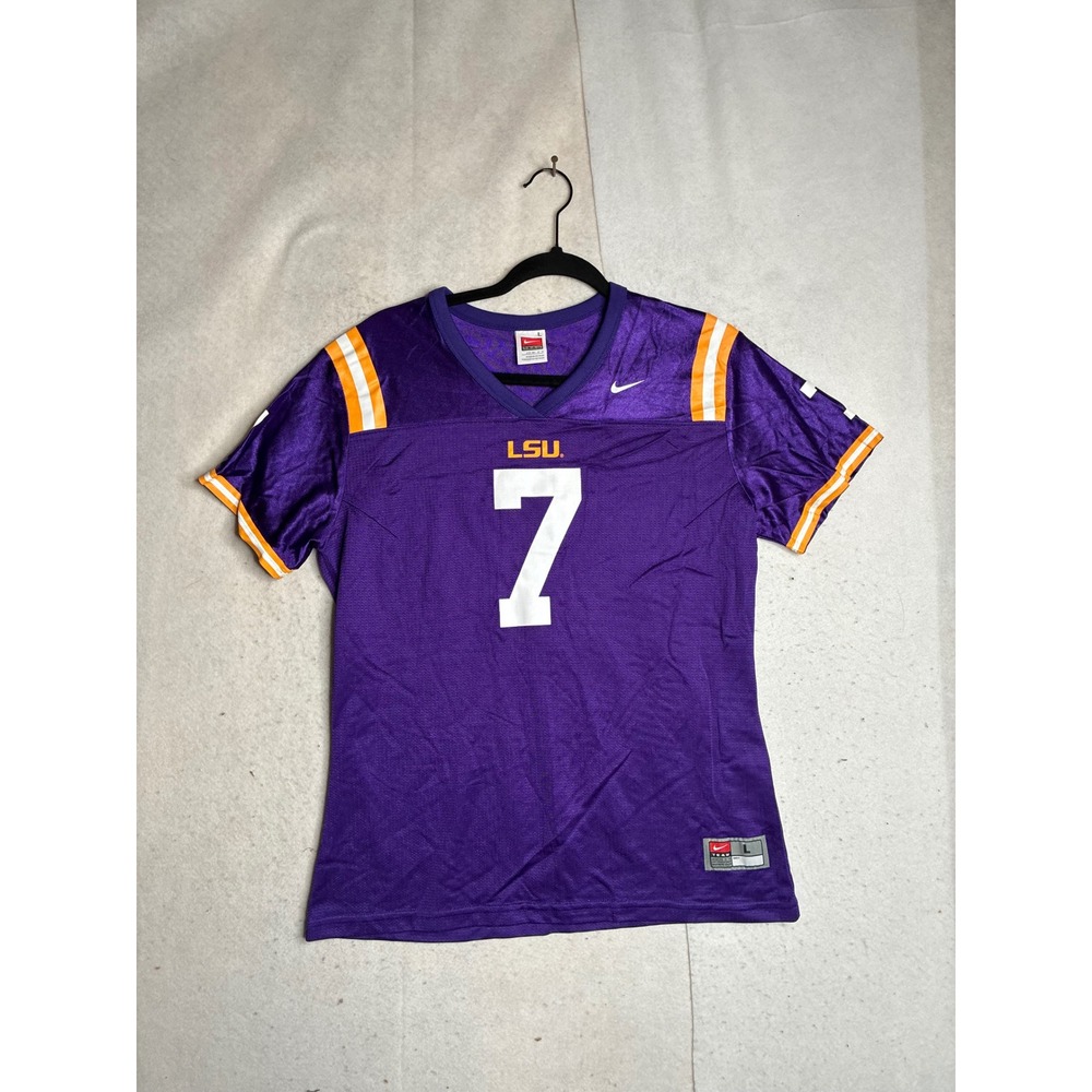Nike LSU Tigers #7 Youth Jersey Purple Gold White Football Large L(12-14)